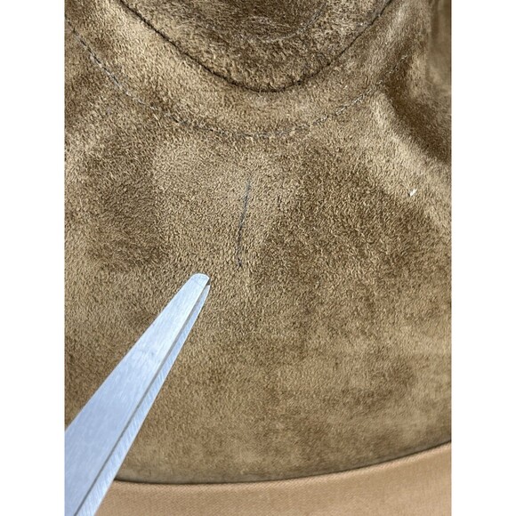 VTG 70-80s Kangol Genuine Suede Fedora Brown Hat L USA ACTWU Union WesternCowboy - Picture 10 of 12